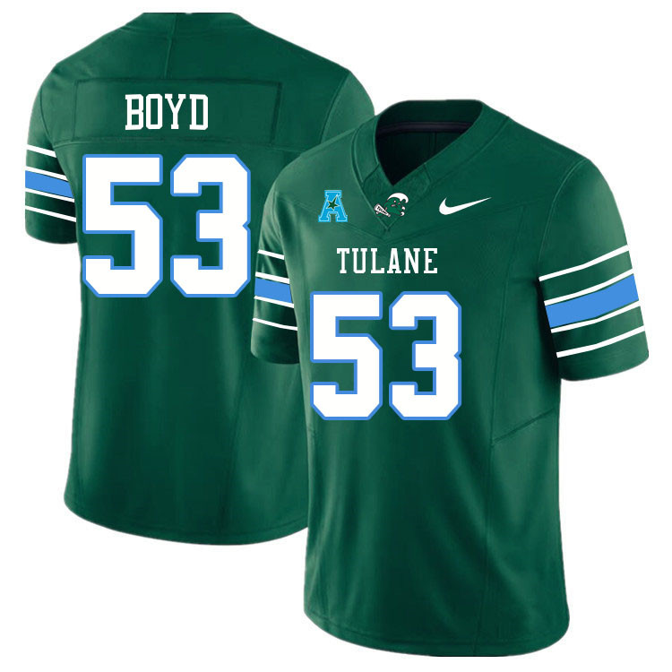 Tulane Green Wave #53 Isaiah Boyd College Football Jerseys Stitched Sale-Green